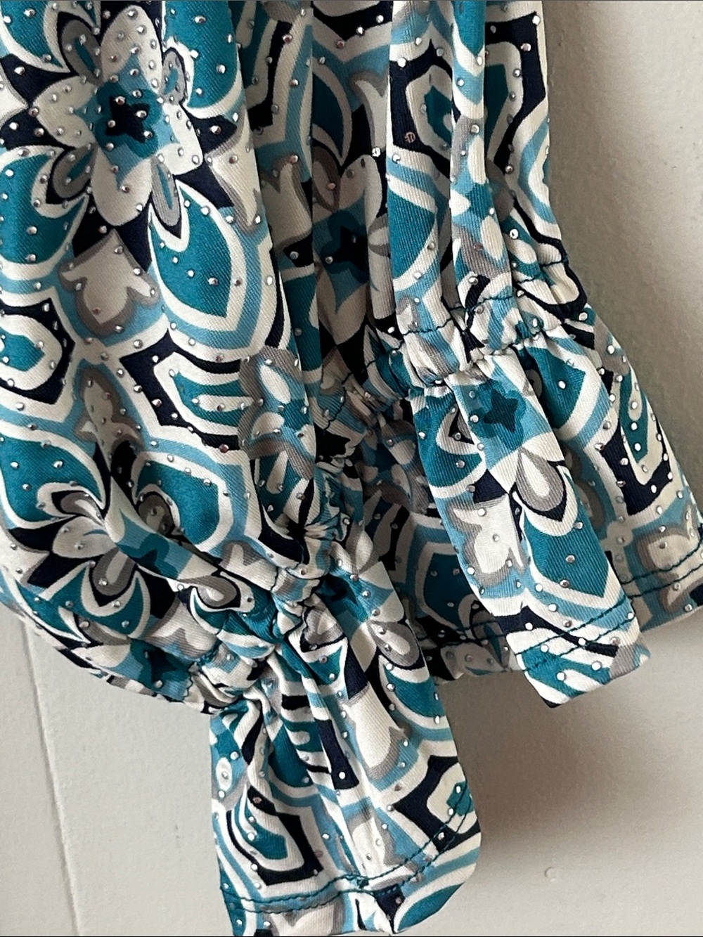 Ruby Rd. Teal, White & Black Floral-Geometric Keyhole Tunic 3X - Picture 8 of 8